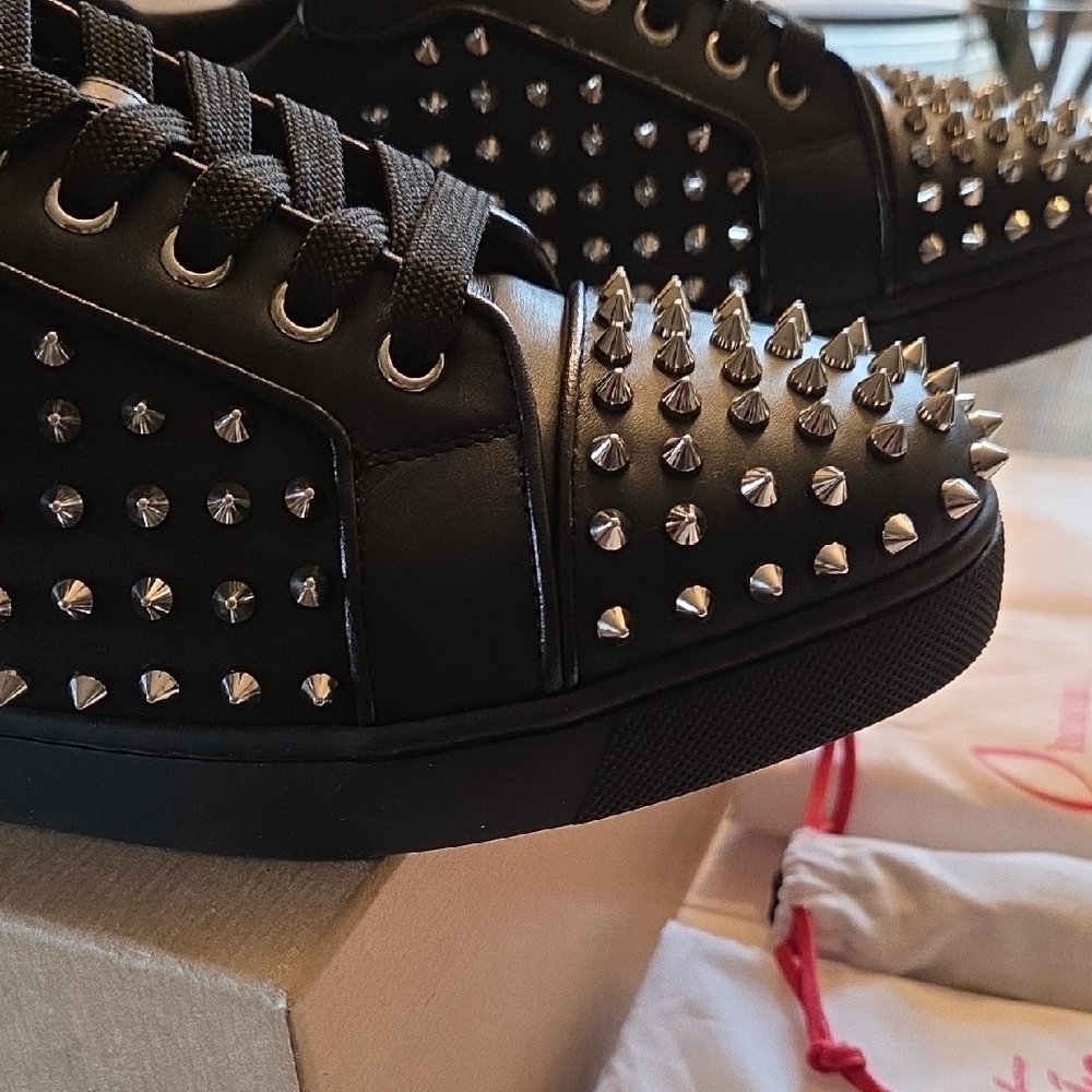 Christian Louboutin Black Sneakers with Silver Spikes - Picture 6 of 16